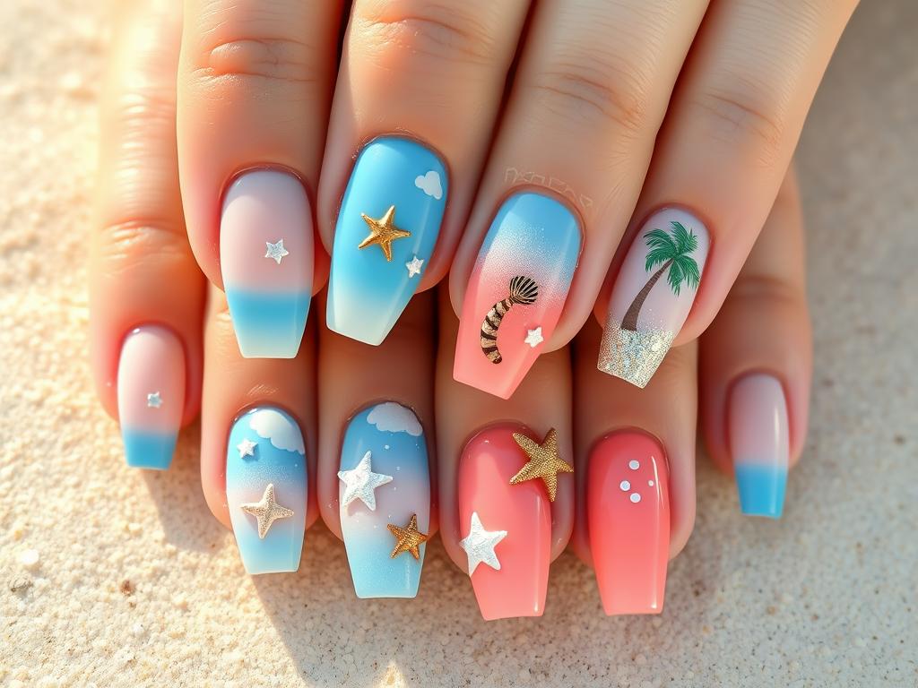 beach-inspired summer nail designs