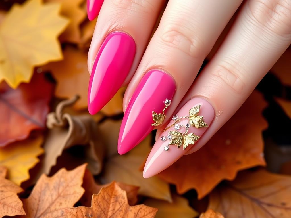 pink fall nails